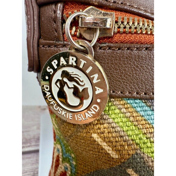 Spartina 449 Daufuskie Island Leather Fabric crossbody bag Boho EXCELLENT - Picture 3 of 16